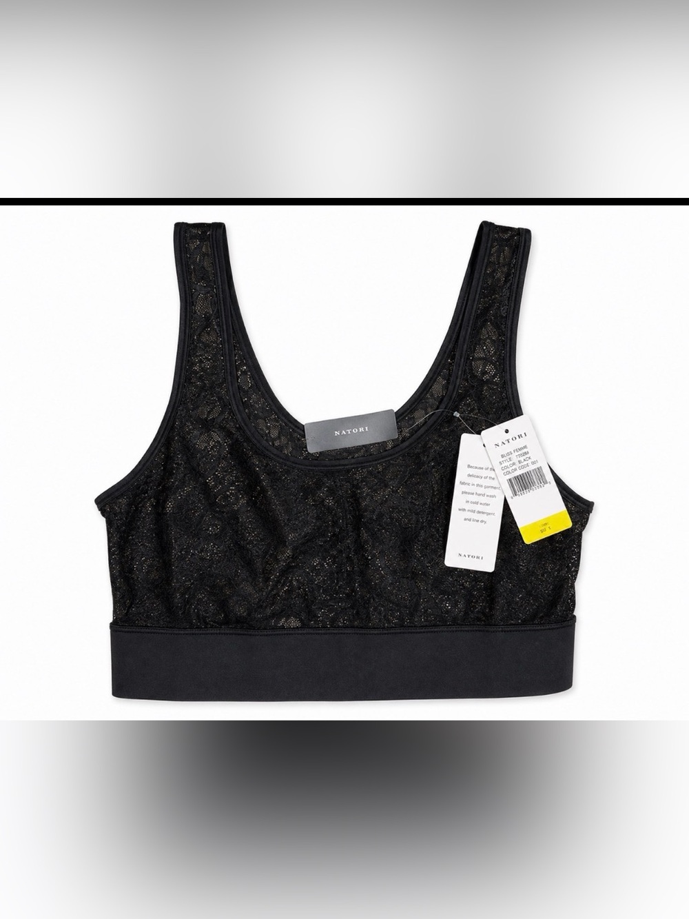 Natori Bliss Femme Black Lace Bralette Medium NWT